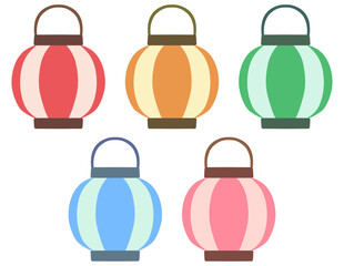 カラフルな提灯のイラストセット © shiori