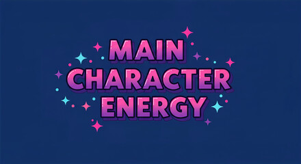 Colorful text representing main character energy on a dark background 