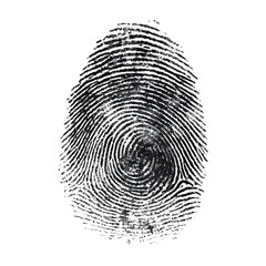 Realistic human fingerprint black ink on transparent background