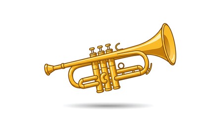 Fototapeta premium Cartoon Trumpet Isolated on White Musical Instrument