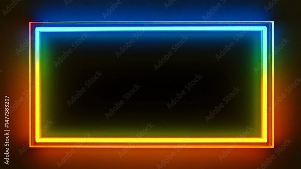 Poster square rectangle picture frame with two tone neon