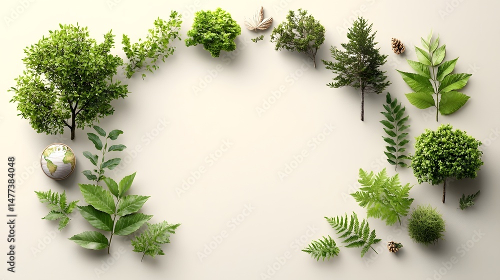 Poster infographic of trees arranged in a clean circular pattern symbolizing the balance and sustainability
