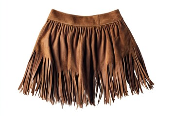 Fringed suede skirt isolated on white background