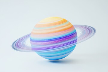 Obraz premium Colorful ringed planet illustration