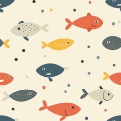 Naklejka premium seamless pattern of playful marine animals, bright coral reefs, and bubbles, kawaii pastel style