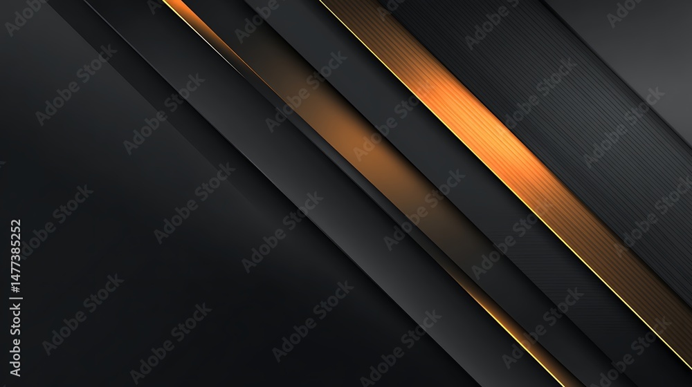 Aufkleber Sleek black background with slanting lines and abstract geometric form