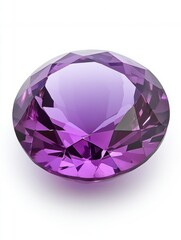 Fototapeta premium Amethyst gemstone macro shot on white background studio lighting for jewelry design and luxury concepts vibrant purple color