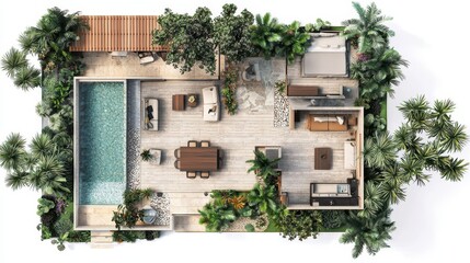 Serenity House with L-Shaped Pool