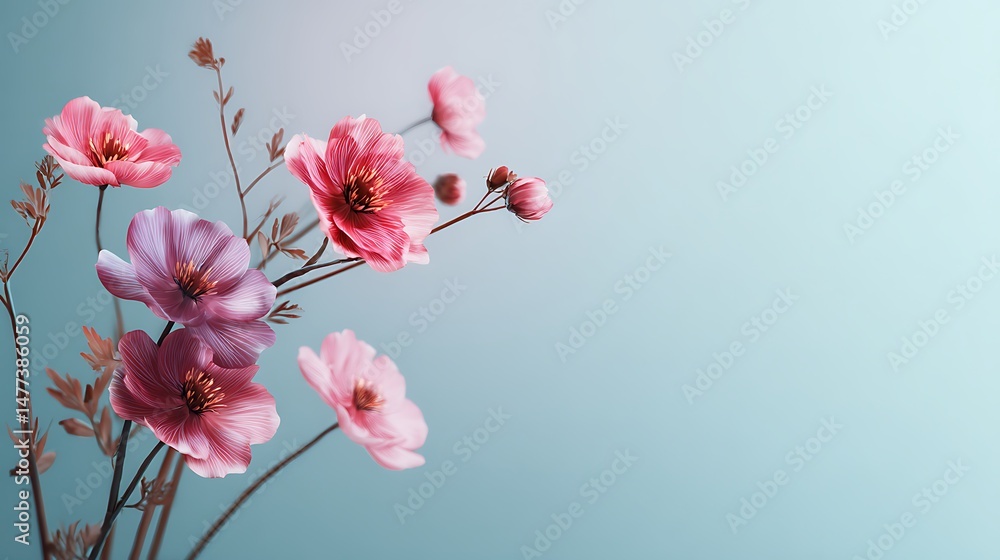 Poster Simple floral arrangement on a soft gradient background with space for text