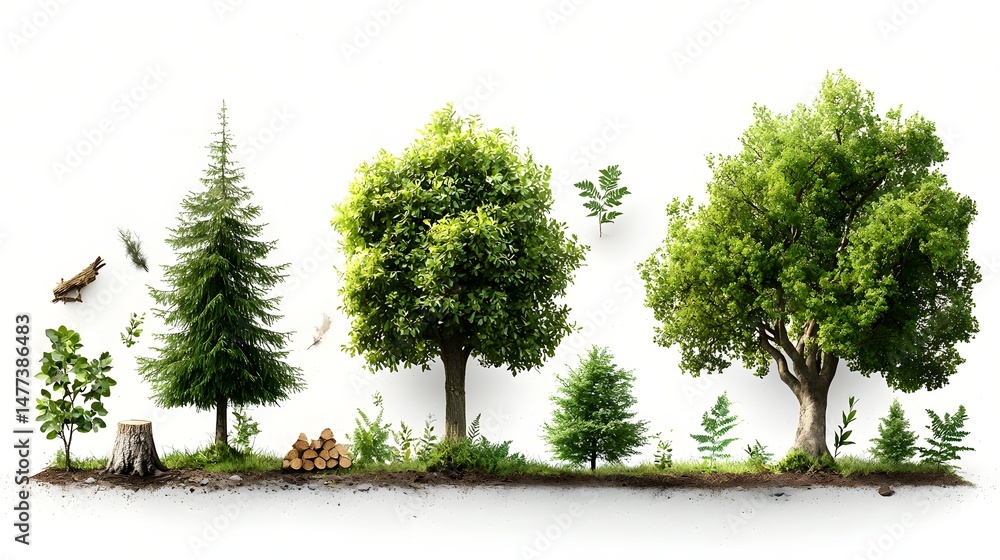 Poster infographic depicting annual tree loss comparisons using visual elements such as shrinking forests a