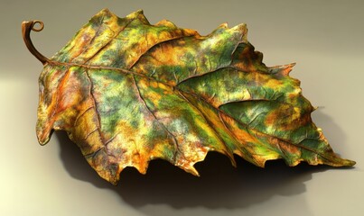 Autumn leaf, studio shot, neutral background, fall colors, nature photography, website design