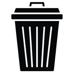 Black and White Simple Graphic of a Lidded Garbage Can Icon Illustration