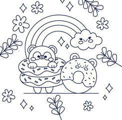 Hand drawn coloring book illustration	
