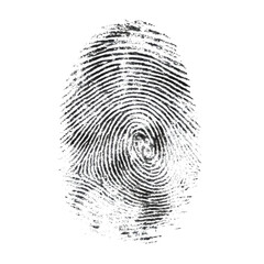 Realistic human fingerprint black ink on transparent background