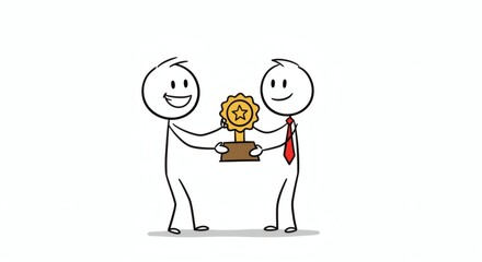 Giving Award to Stick Figure Recipient Illustration