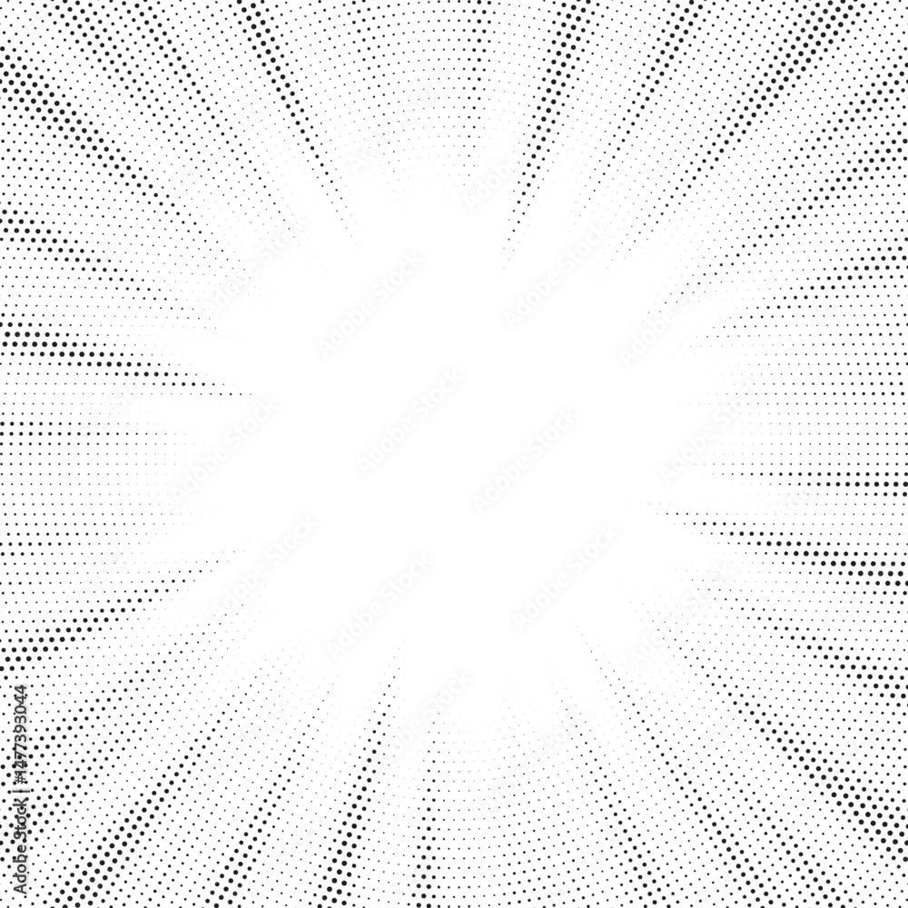 Aufkleber Halftone gradient sun rays pattern. Abstract halftone vector dots background. monochrome dots pattern. Vector background in comic book style with sunburst rays and halftone. Retro pop art design.