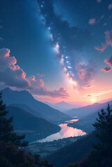 sunset over the lake
