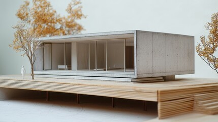 Concrete Slab House Over Wooden Deck