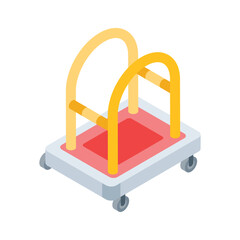 A isometric style icon showing hotel luggage cart