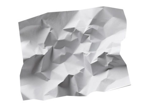 Crumpled Paper Texture, Wrinkled, Folded — Isolated On White Transparent Background PNG Object Cut Out Social Media Modern Minimal Editable Banner Label Poster 4K Download