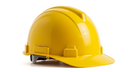 Yellow Hard Hat Isolated on White Background Stock Photo Depicting Occupational Safety in Construction and Industrial Settings Emphasizing Workplace Protection and Compliance Assurance