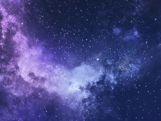A night sky filled with sparkling stars and a nebula in the upper left corner.