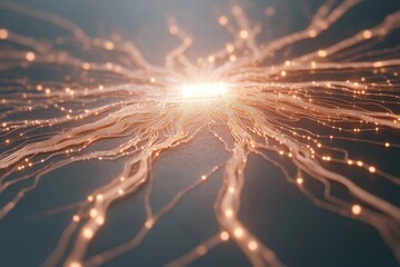 Ai ethics and neural network connectivity in digital technology visualization