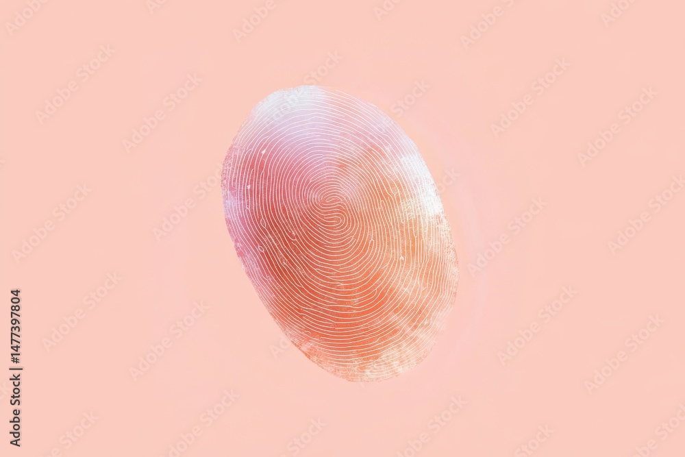 Poster digital fingerprint on soft pink background highlighting privacy and security concepts
