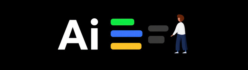 Obraz premium AI technology representation with person interacting with colorful elements, showcasing innovation and creativity