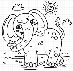 Hand drawn coloring book illustration	
