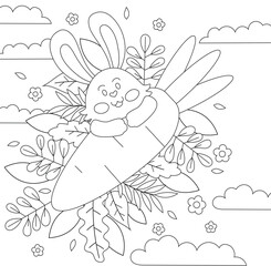 Hand drawn coloring book illustration	

