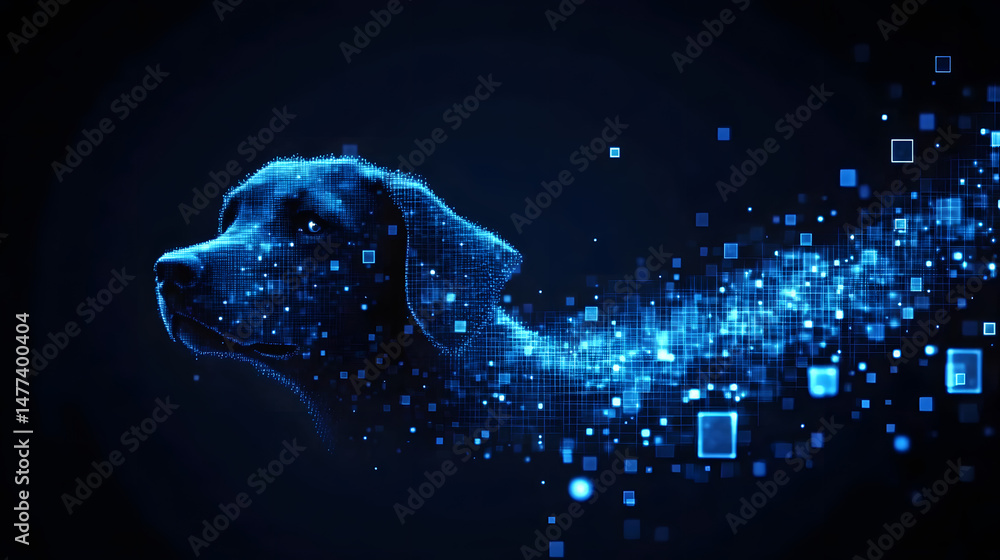 Poster dark background with blue pixel pattern. vector illustration of abstract bg with geometric square el