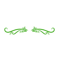 Elegant green flourish divider on stark black backdrop evokes natural refinement