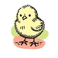 A minimalist and stylish digital illustration of a chick, using clean shapes, soft pastel hues	