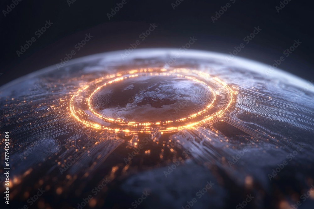 Poster ai ethics in technology: abstract concept of global network and digital communication
