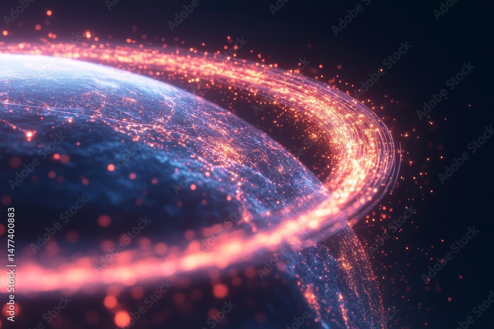 Aufkleber abstract representation of ai ethics with vibrant digital world and glowing data particles