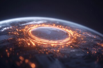 Abstract futuristic ai ethics design with digital circuitry