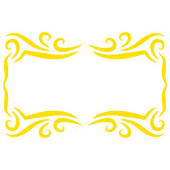 Golden ornamental frame with swirling decorative elements on a black background