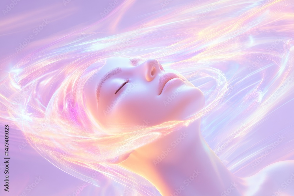 Poster contemplative ai ethics concept with abstract neural network design for digital innovation