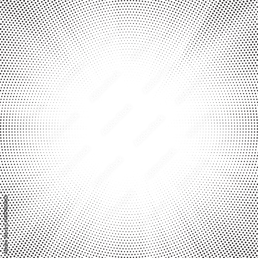 Fototapete Halftone gradient sun rays pattern. Abstract halftone vector dots background. monochrome dots pattern. Vector background in comic book style with sunburst rays and halftone. Retro pop art design.