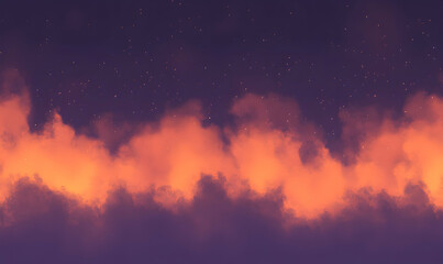 Naklejka premium Enchanting sunset cloudscape with a starry night sky. Perfect for dreamy backgrounds, fantasy art, or atmospheric designs.