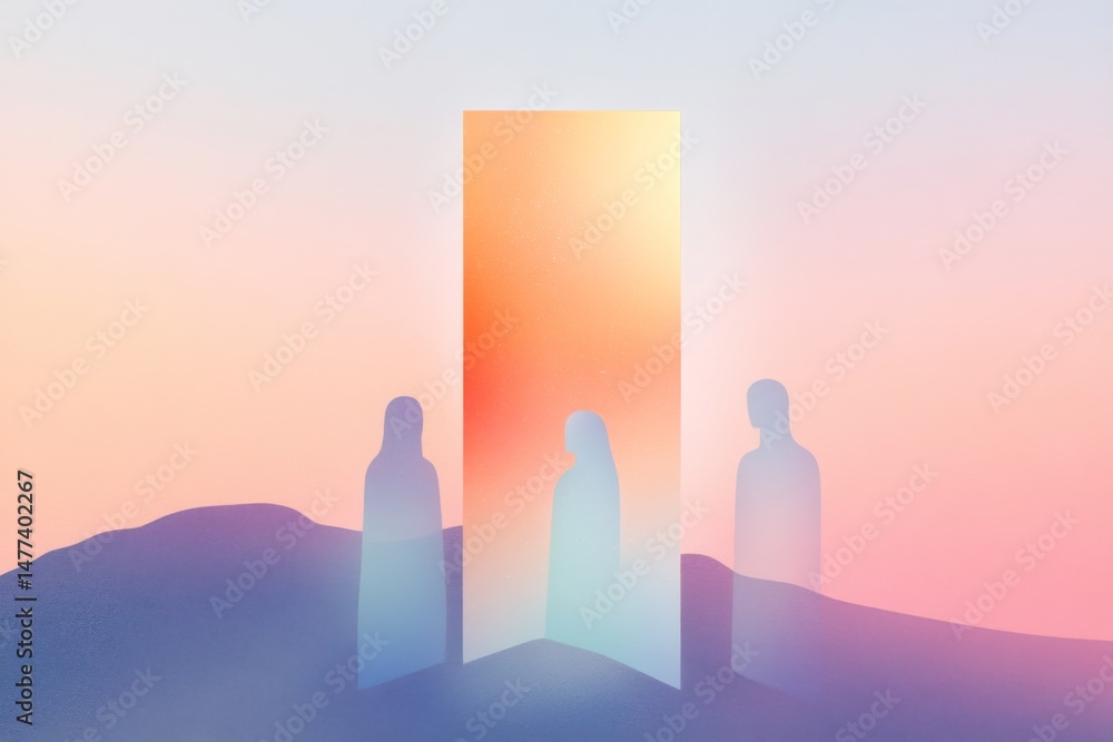 Poster abstract representation of ai ethics and human interaction in futuristic design