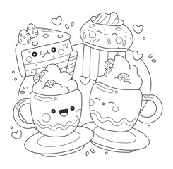 Hand drawn coloring book illustration	
