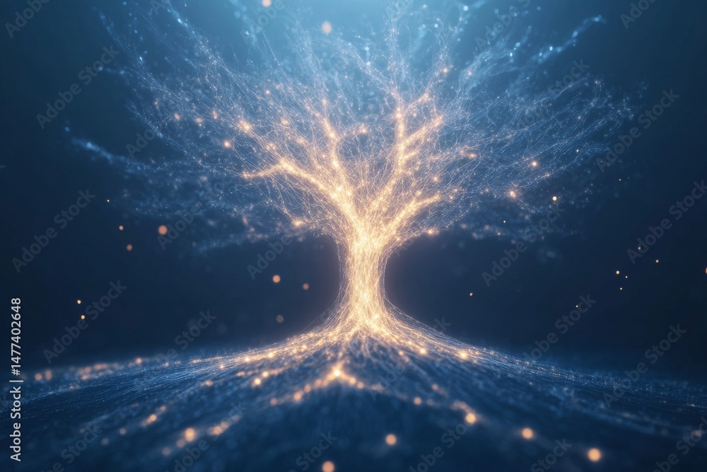 Poster digital tree of light representing ai ethics and technology concepts