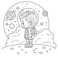 Hand drawn coloring book illustration	
