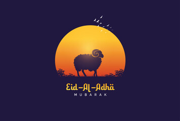 Eid-al-Adha Mubarak Islamic background template vector Illustration.