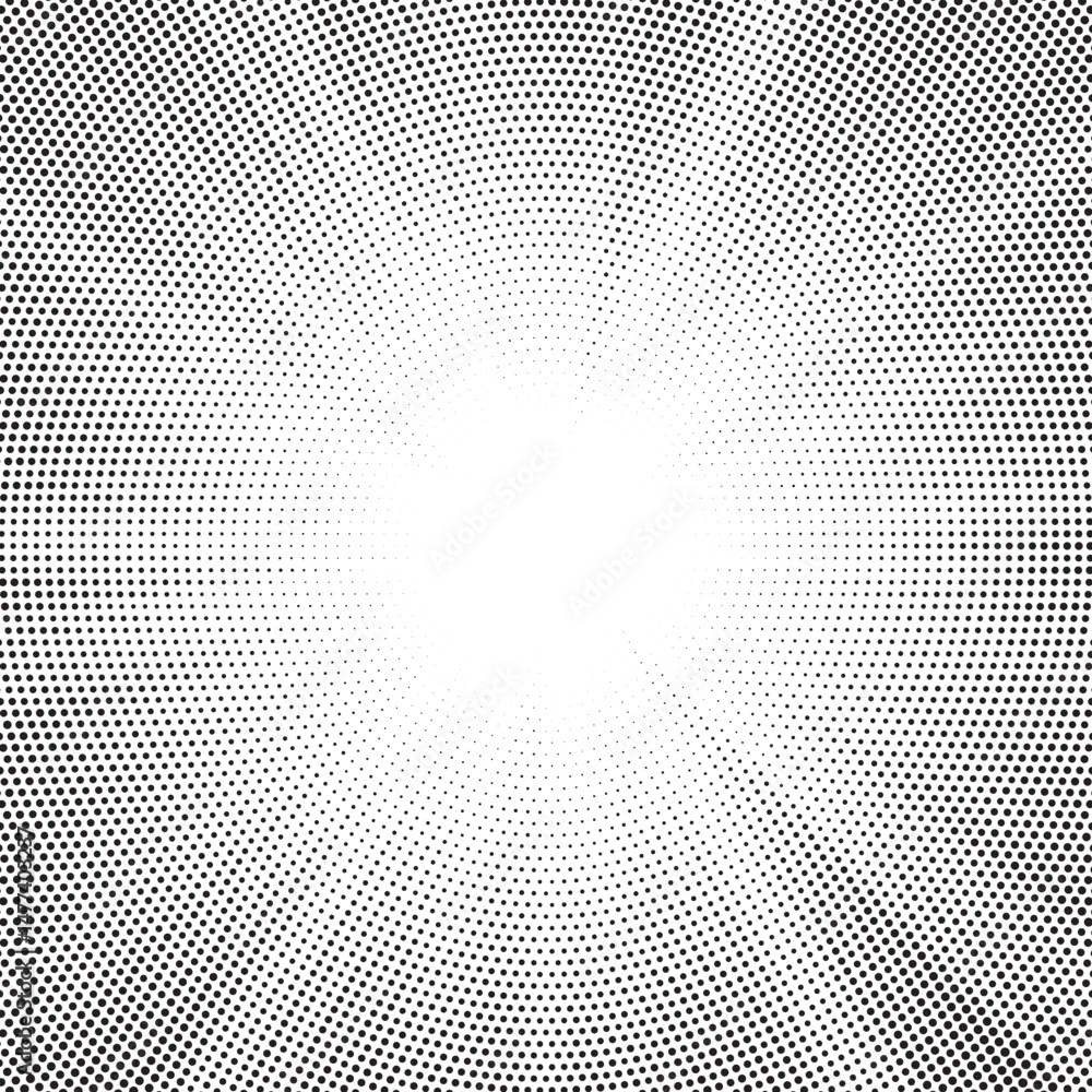 Aufkleber Halftone gradient sun rays pattern. Abstract halftone vector dots background. monochrome dots pattern. Vector background in comic book style with sunburst rays and halftone. Retro pop art design.