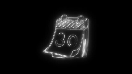 Glowing neon 30 icon isolated on black background .a neon sign with a calendar that says "30