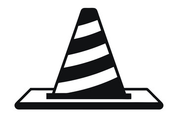 Striped Black and Designated White Traffic Safety Cone Sign Illustration Road Safety
