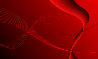 red smooth lines wave curves with soft gradient abstract background